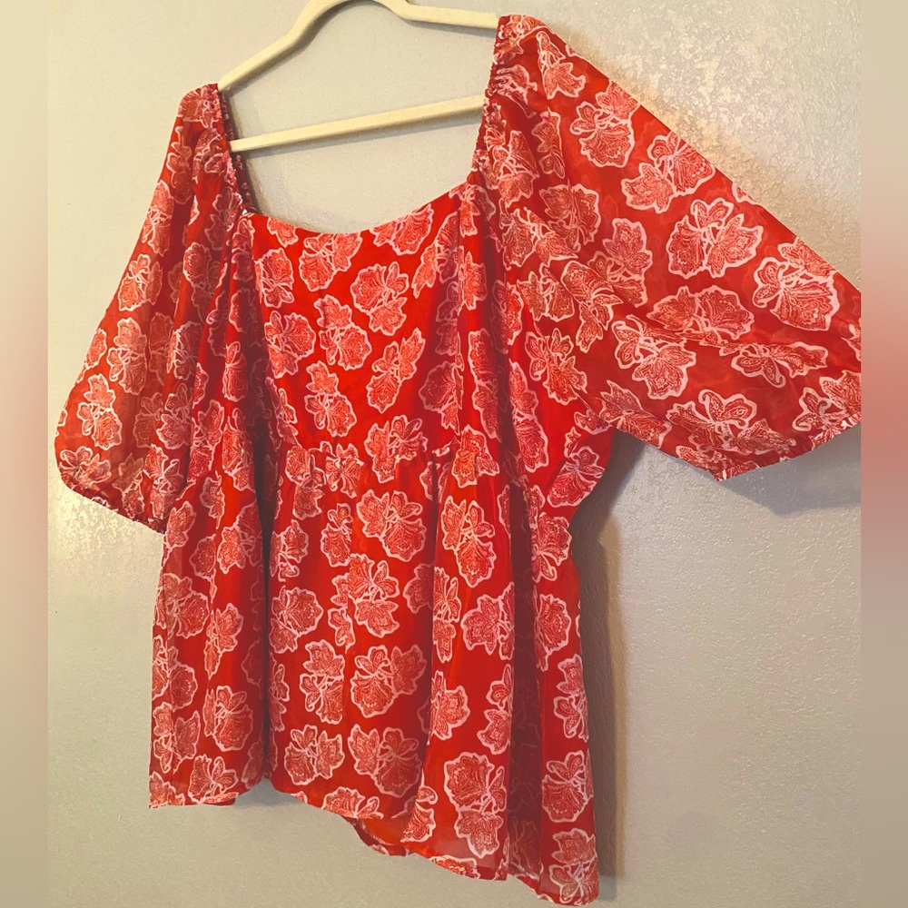 Cato • Plus Size • floral puff sleeve blouse